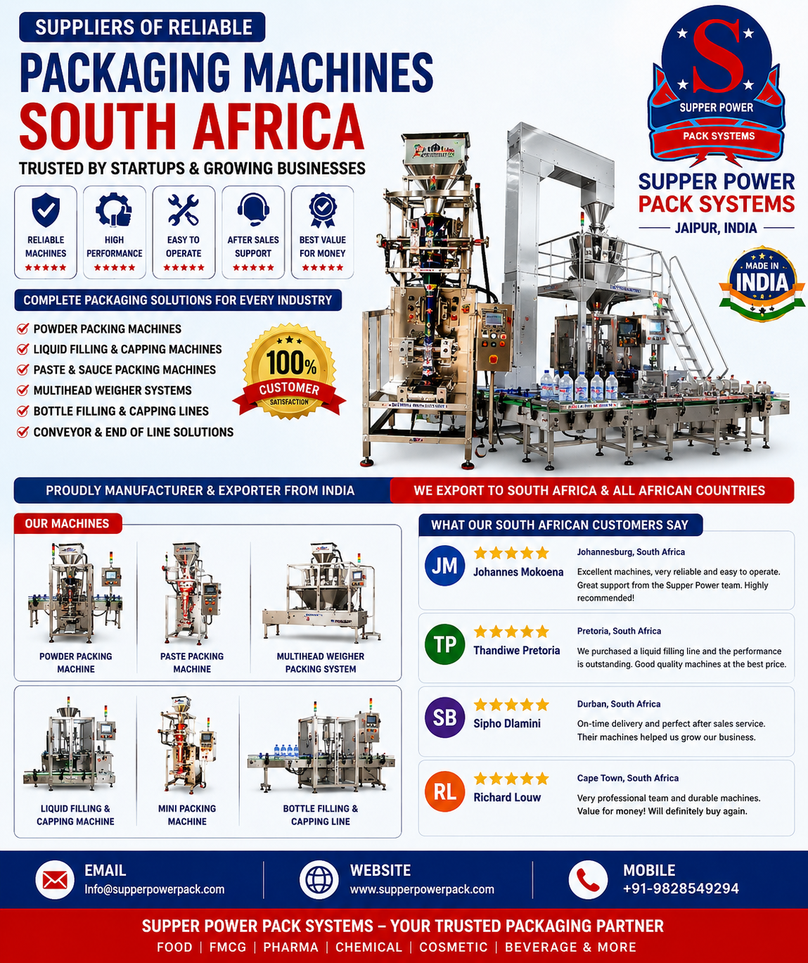 Suppliers of reliable packaging machine south africa reviews