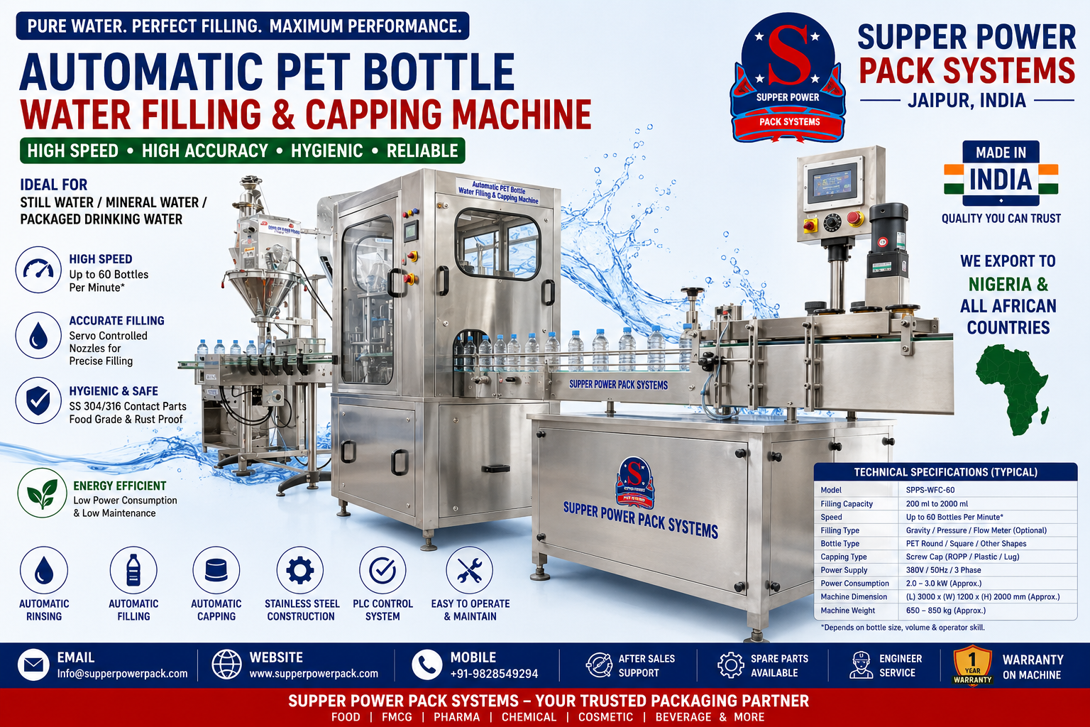 Automatic Bottle Filling and Capping Machine in Nigeria